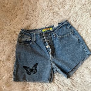 Paris Blue Vintage Jean shorts cotton fly super cute butterfly vintage 90s y2k